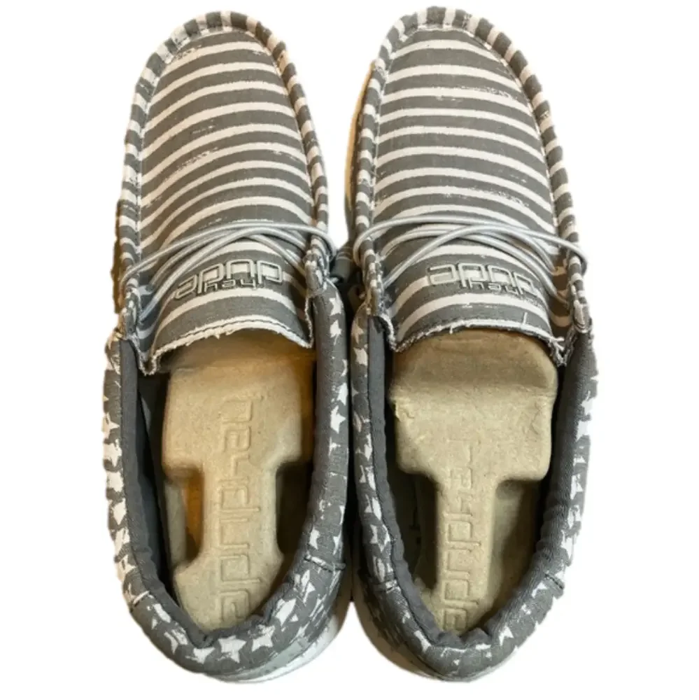 Hey Dude USA Greyed Patriotic Wally Mens Shoes 12 New - Picture 1 of 5